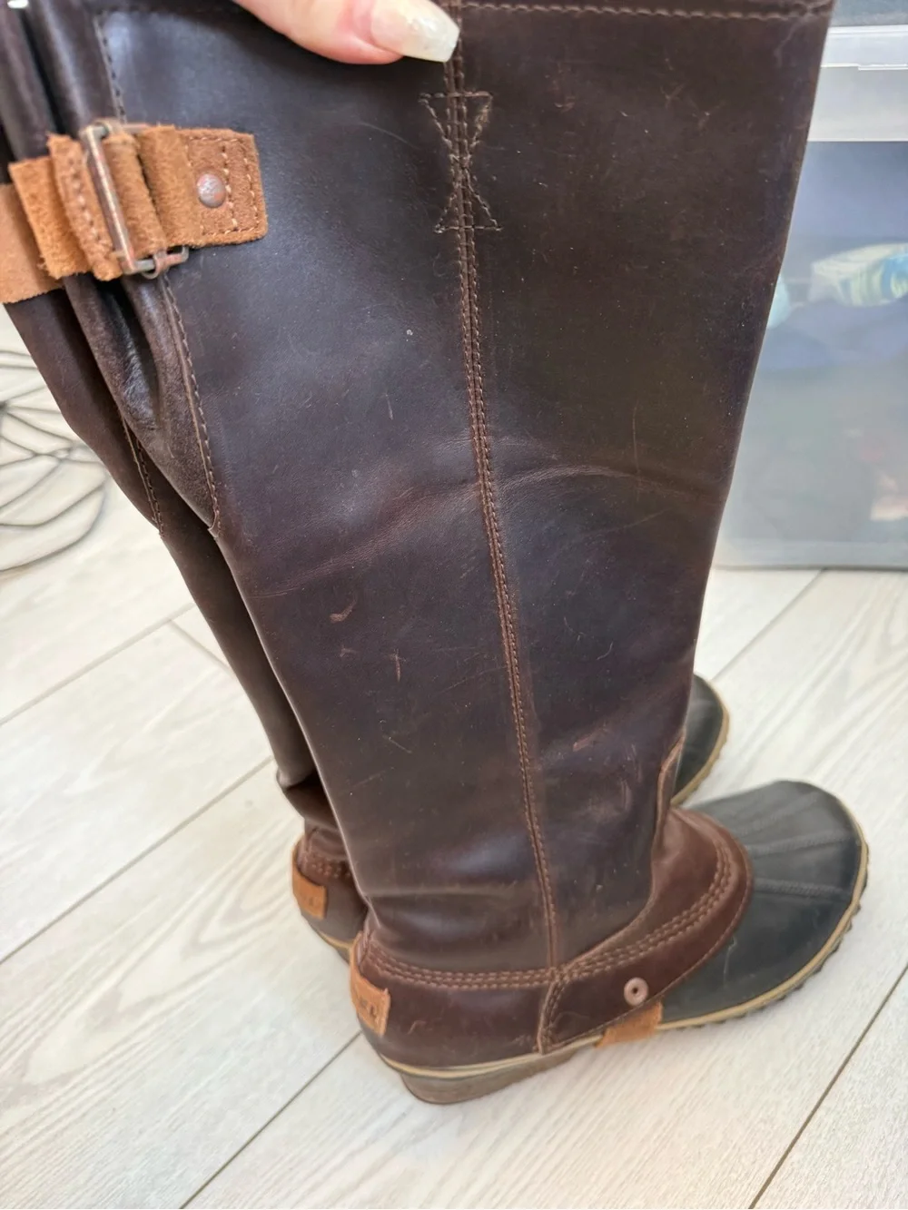Sorel 9 slimpack riding tall boots leather nutmeg brown equestrian waterproof - Picture 7 of 8
